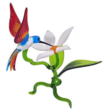 Blüte mit Kolibri, stehend / Blüte weiß